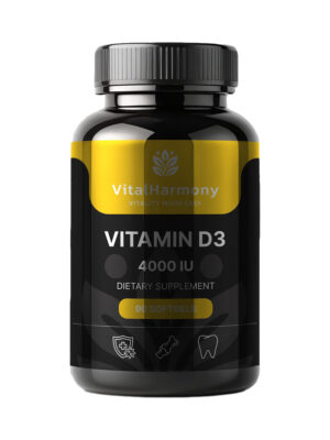 VitalHarmony VH.Nutra Vitaminas D3 4000 IU – minkštosios kapsulės imunitetui stiprinti, 90 kapsulių pakuotė