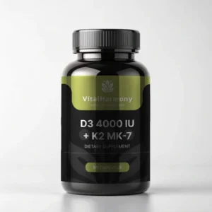 Labas! 12 VitalHarmony D3 4000 IU + K2 MK-7 – Didelio stiprumo kaulų ir imuniteto palaikymas