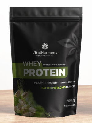 VitalHarmony VH.Nutra Whey Protein 700g išrūgų baltymai – baltymų milteliai raumenims ir sportinei veiklai