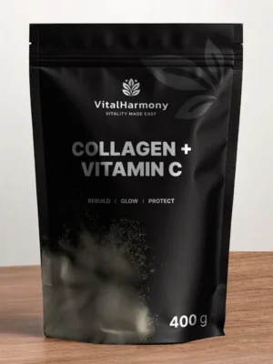VitalHarmony VH.Nutra Kolagenas + Vitaminas C 400 g – baltymų milteliai sąnarių, odos ir plaukų sveikatai
