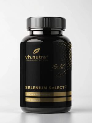 VitalHarmony VH.Nutra Selenium SeLECT® – organinio seleno su vitaminu E kapsulės skydliaukei ir imunitetui, 90 kapsulių pakuotė