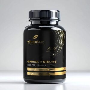 VitalHarmony VH.Nutra Omega 3 Strong – aukšta EPA 330 mg ir DHA 220 mg koncentracija – kapsulės smegenų veiklai ir koncentracijai
