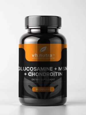 VitalHarmony VH.Nutra Gliukozaminas MSM Chondroitinas – kapsulės sąnarių sveikatai ir mobilumui, 90 kapsulių pakuotė