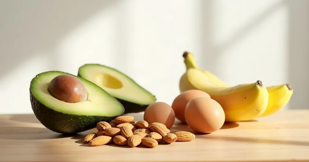 L-Tirozinas natūraliuose šaltiniuose – avokadas, migdolai, kiaušiniai ir bananas