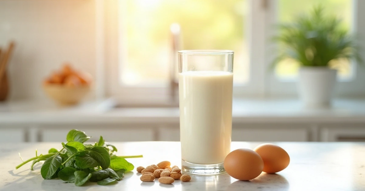 Vitaminas B2 natūralūs šaltiniai – pienas, špinatai, migdolai ir kiaušiniai